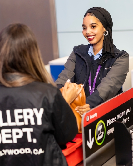 female staff at counter